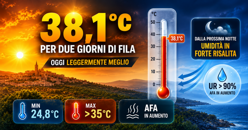 38 per due giorni ora afa