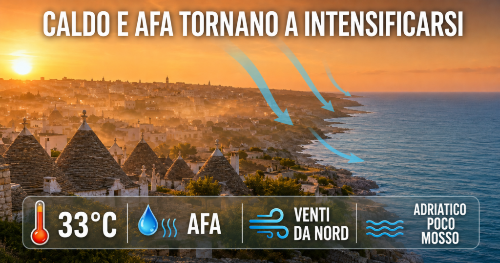 Da domani caldo e afa tornano a intensificarsi
