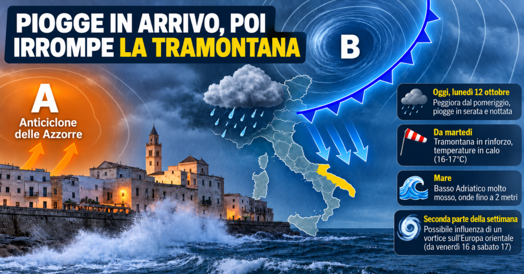 Mappa meteo_ piogge e tramontana in arrivo