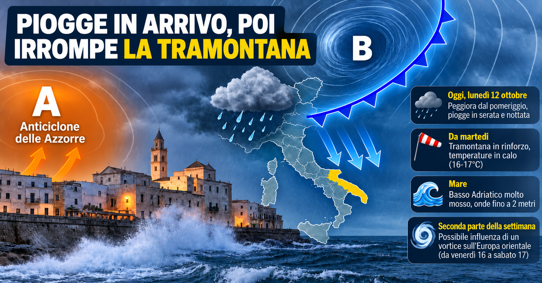 Mappa meteo_ piogge e tramontana in arrivo